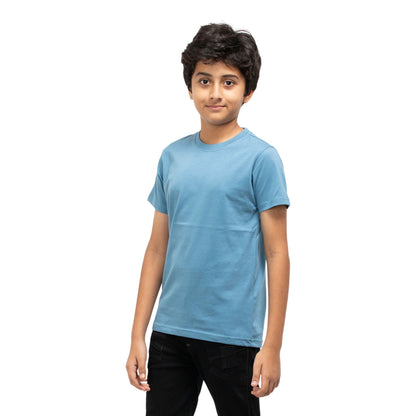 Solid Boys Cotton T-Shirt (Blue)