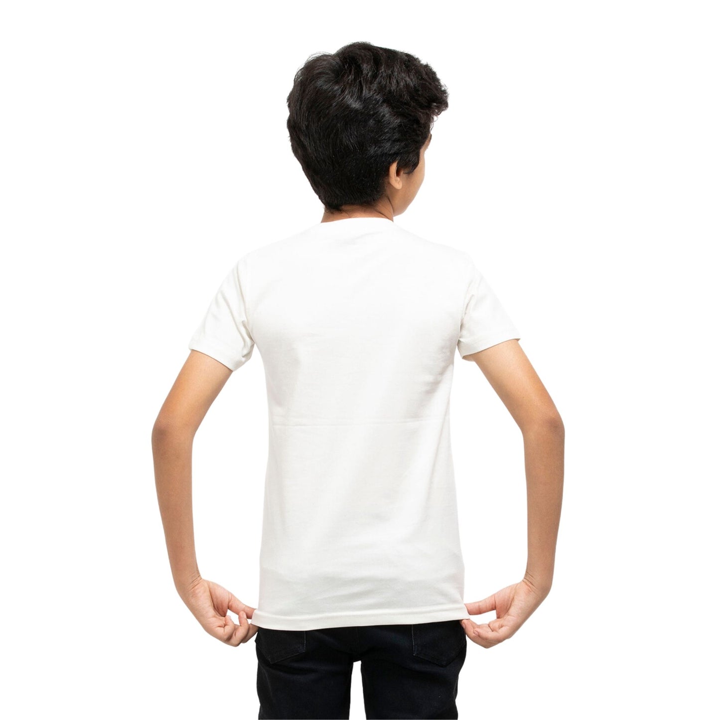 Start Music Print Boys Cotton T-Shirt (Cream)