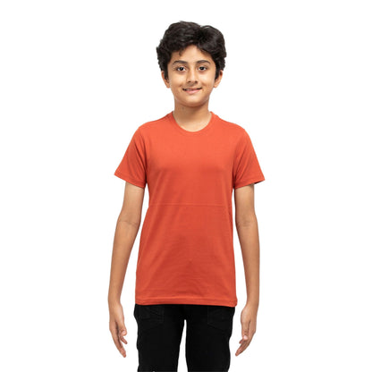 Solid Boys Cotton T-Shirt (Rust Orange)