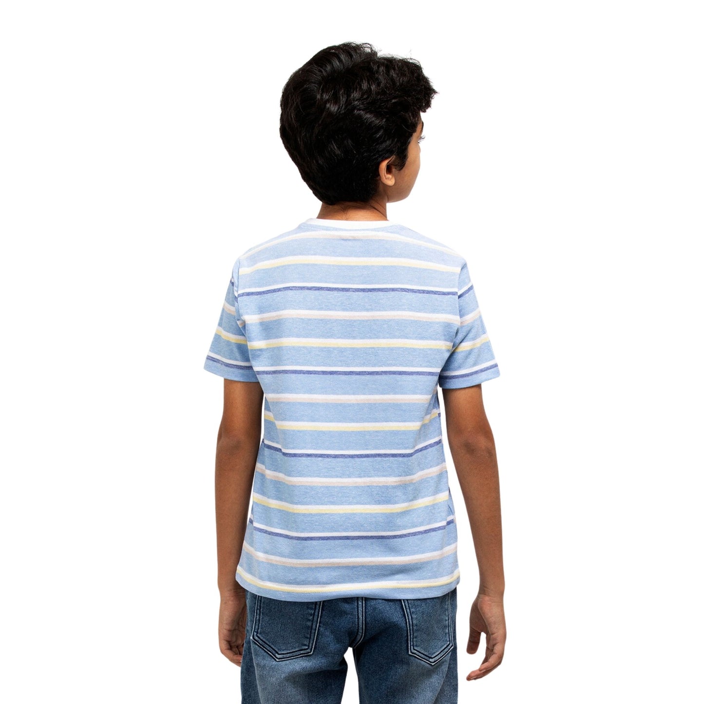 Striped Boys Cotton T-Shirt (Blue Multicoloured)