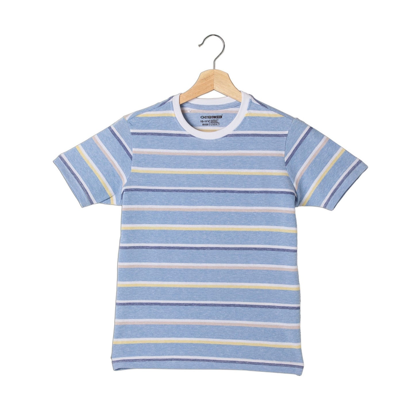 Striped Boys Cotton T-Shirt (Blue Multicoloured)