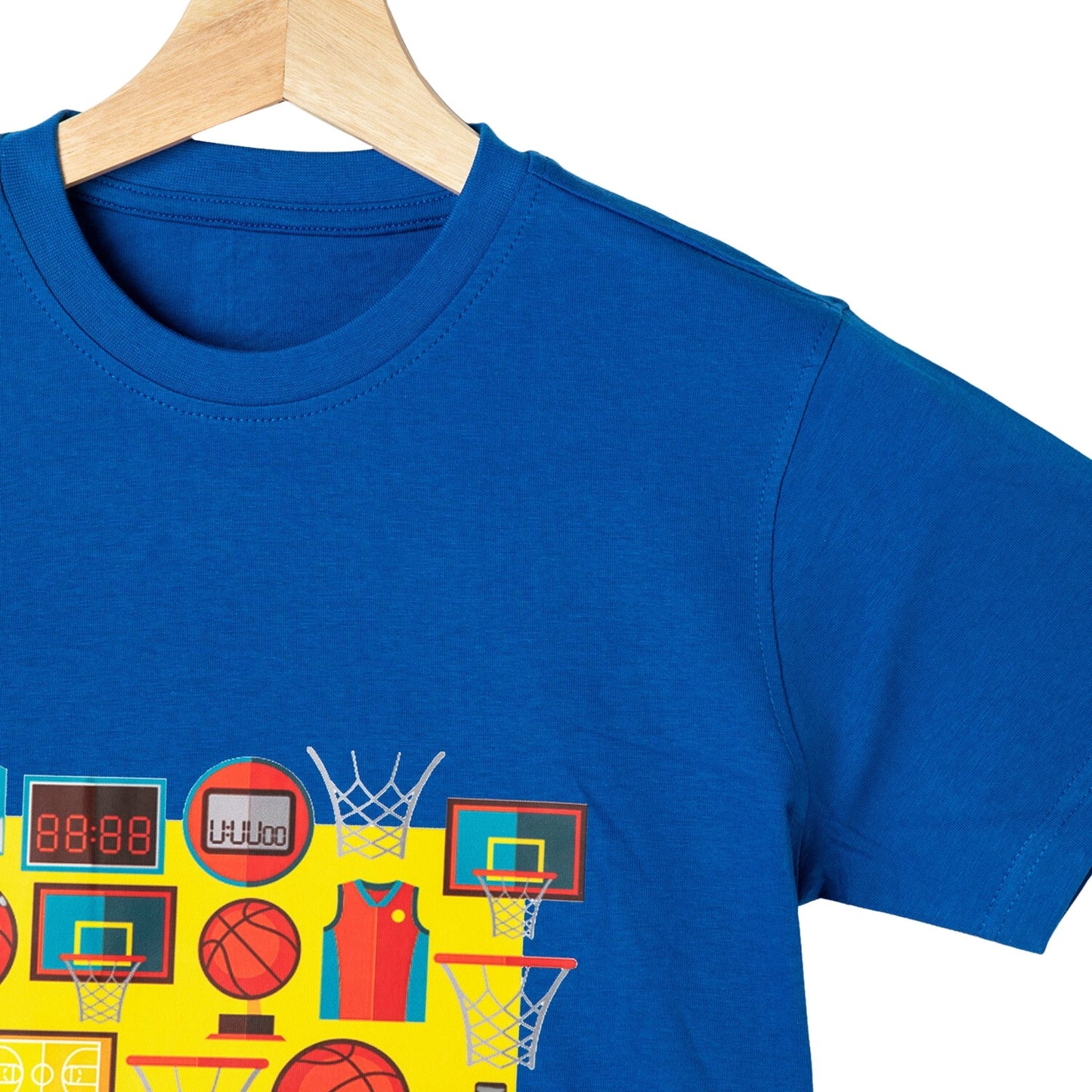 Basketball Print Boys Cotton T-Shirt (blue)