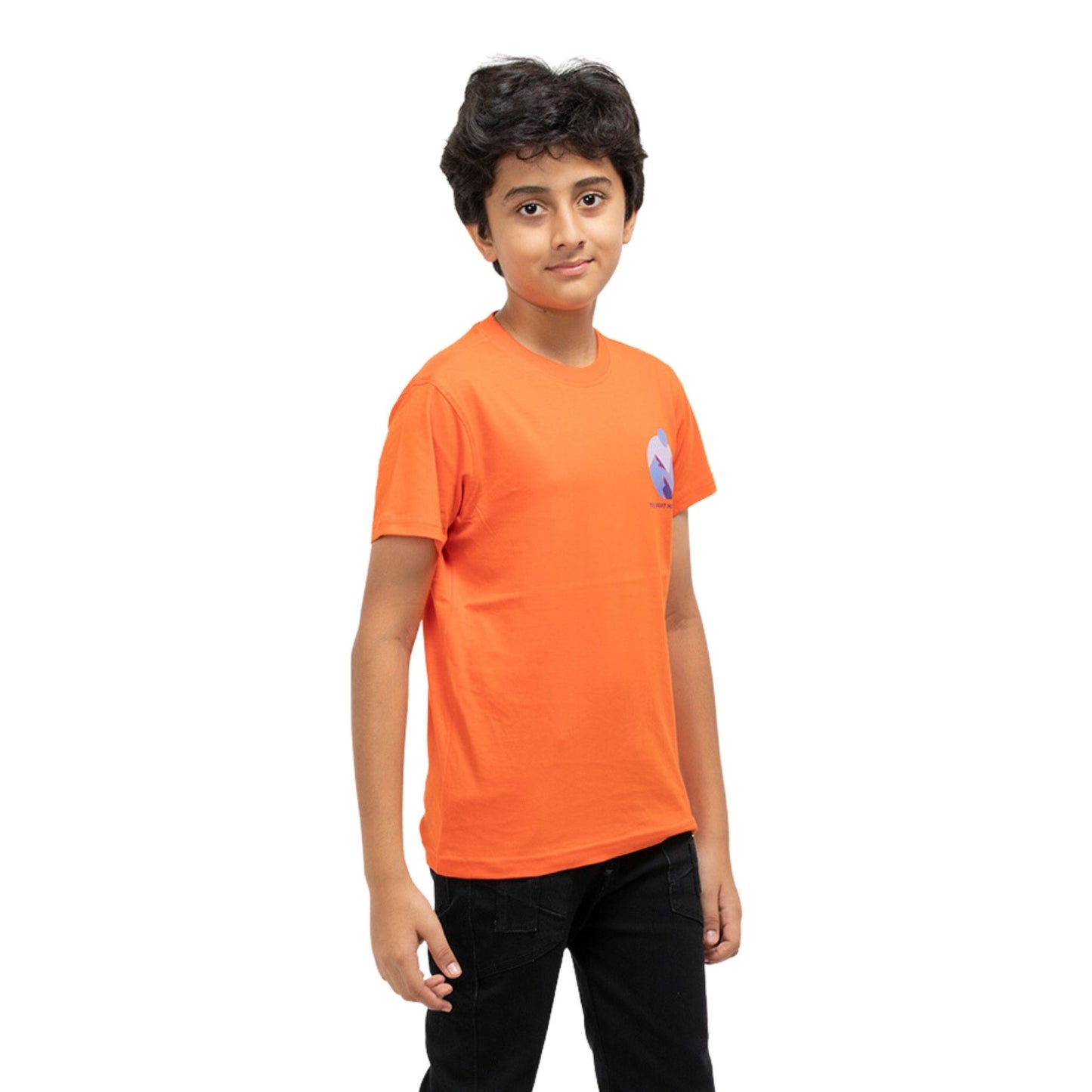 Great Mountains Print Boys Cotton T-Shirt (Rust Orange)