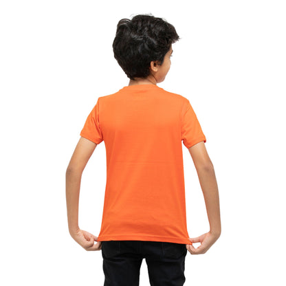 Great Mountains Print Boys Cotton T-Shirt (Rust Orange)