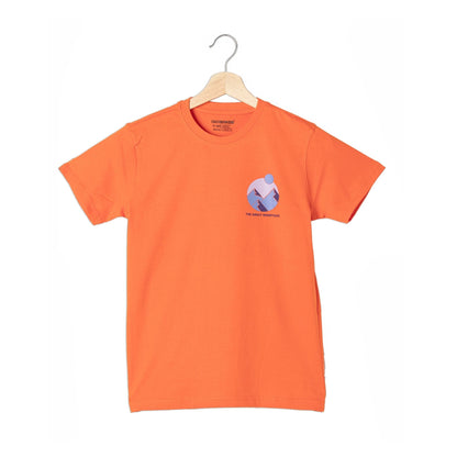 Great Mountains Print Boys Cotton T-Shirt (Rust Orange)