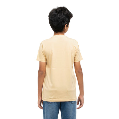 Road Trip Print Boys Cotton T-shirt (Light Orange)