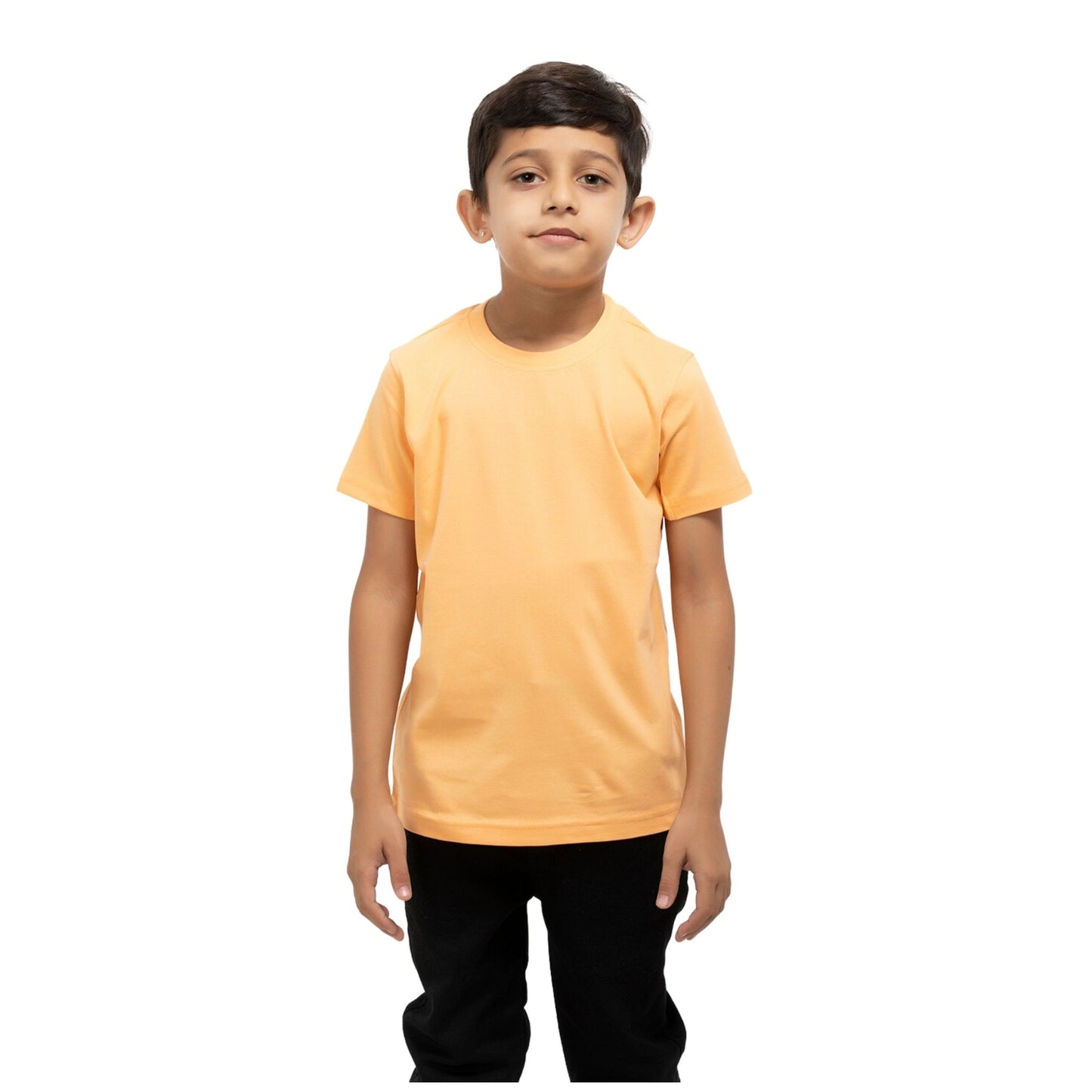 Solid Boys Cotton T-Shirt (Orange)