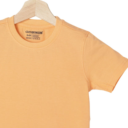 Solid Boys Cotton T-Shirt (Orange)