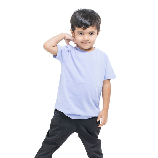 A Boy wearing stylish, affordable & premium Purple Plain Cotton T-Shirt from getstocked