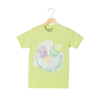 Ice Cream Print Boys Cotton T-Shirt (Green)