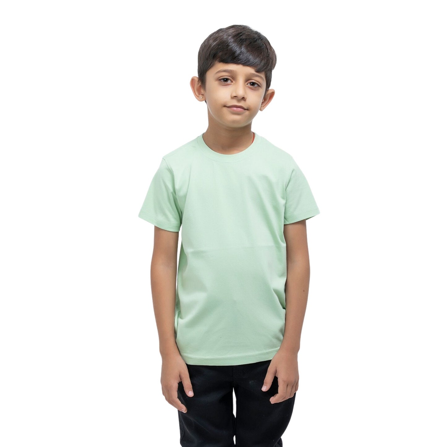 Solid Boys Cotton T-Shirt (Light Green)