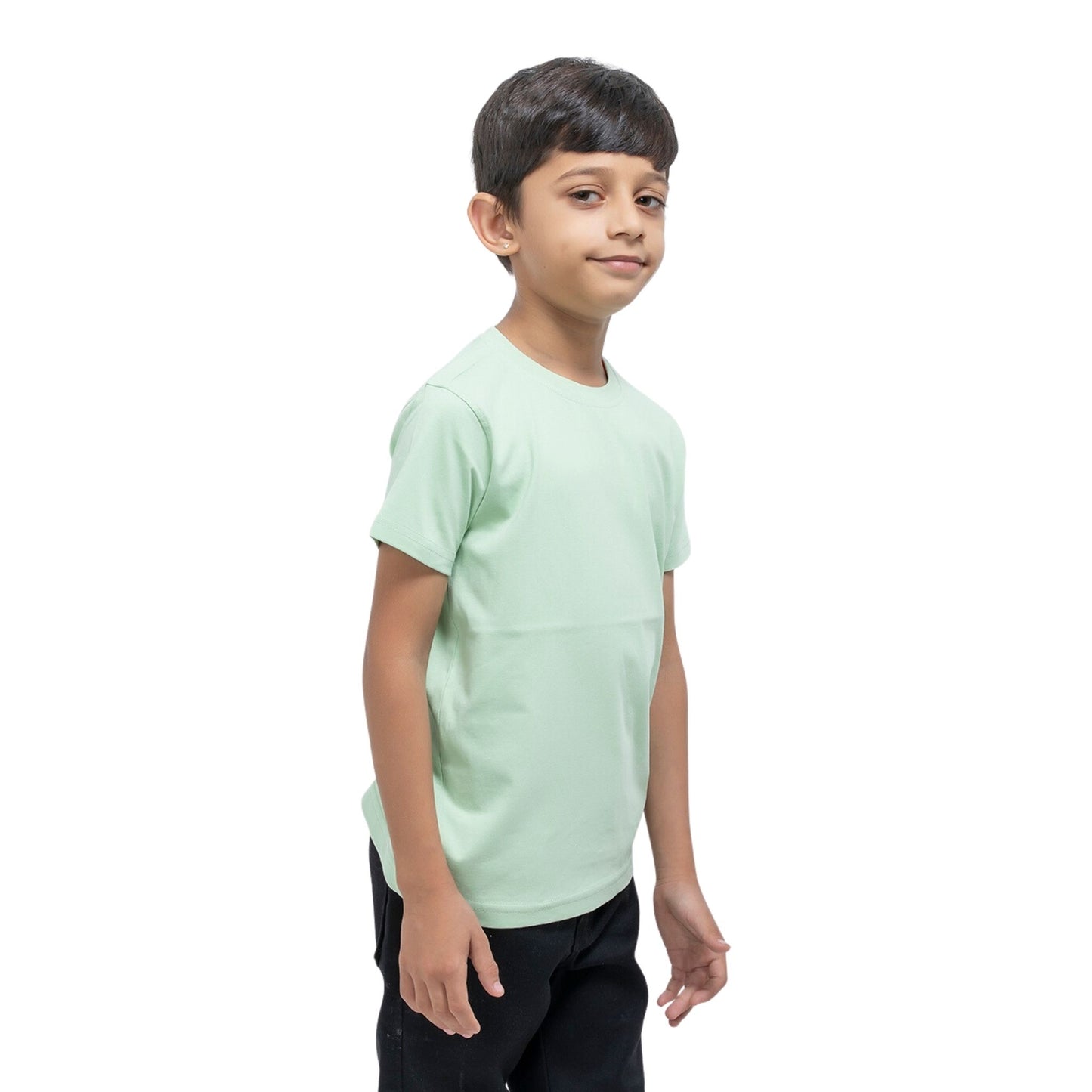 Solid Boys Cotton T-Shirt (Light Green)