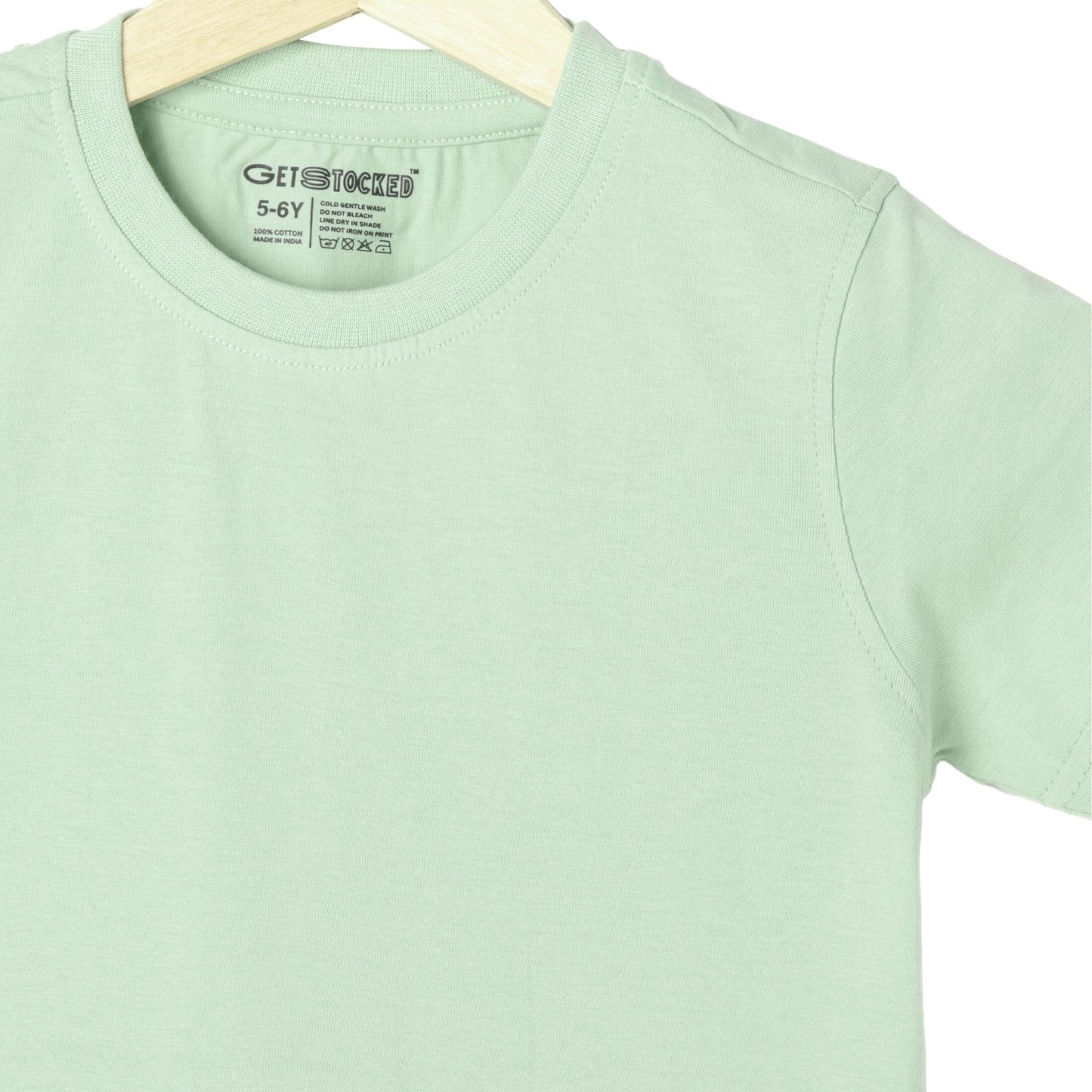 Solid Boys Cotton T-Shirt (Light Green)