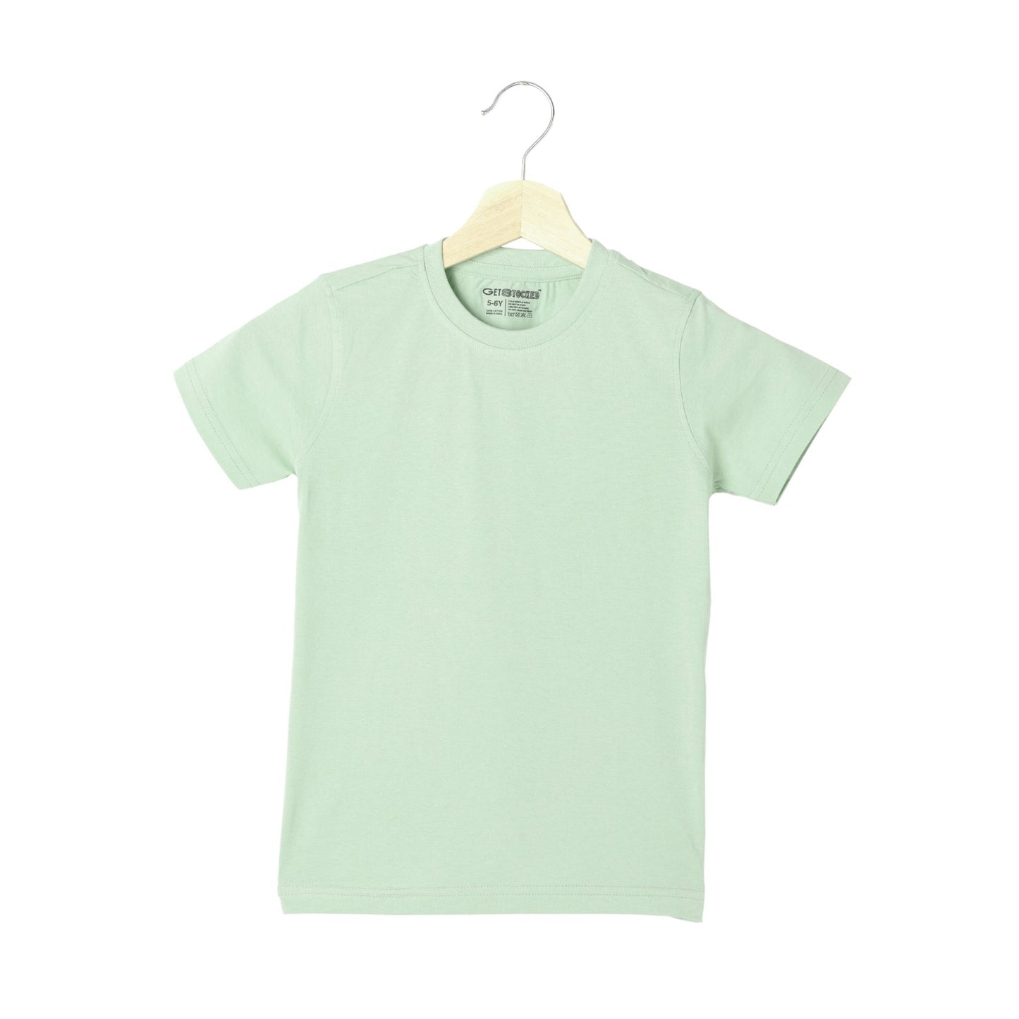 Solid Boys Cotton T-Shirt (Light Green)